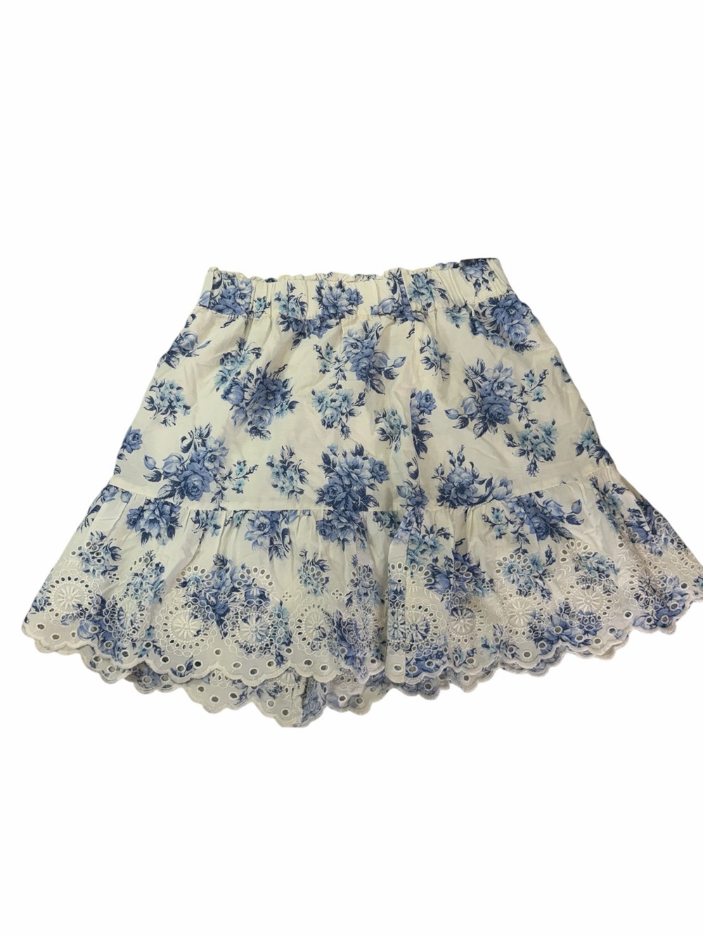 LOFT White Mini Skirt with Blue Floral Eyelet Hem - Picture 7 of 7